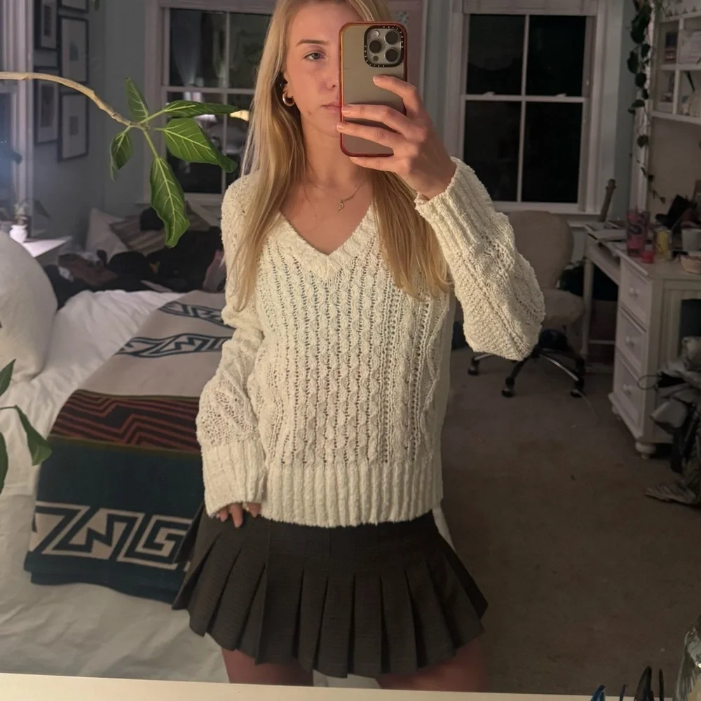 J. Crew Cream V-Neck Sweater